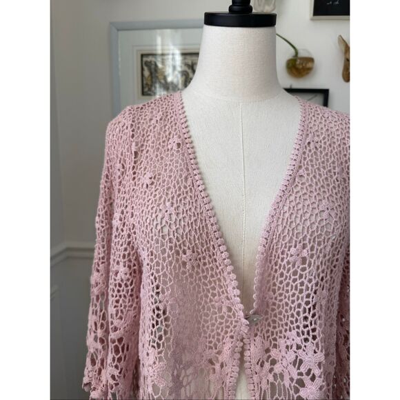 NWT Rabbit Rabbit Rabbit Pink Crochet Cardigan Shrug XL - Picture 2 of 7